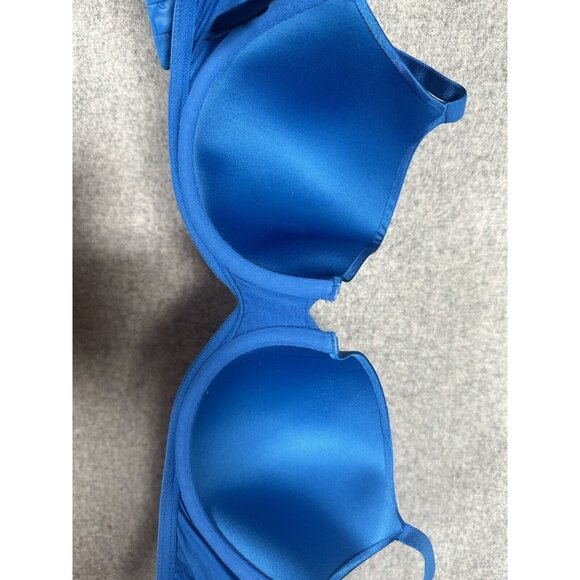 H&M 34D Bra Blue Satin Look Back Closure Adjustable Underwire Smooth Womens - Picture 10 of 12